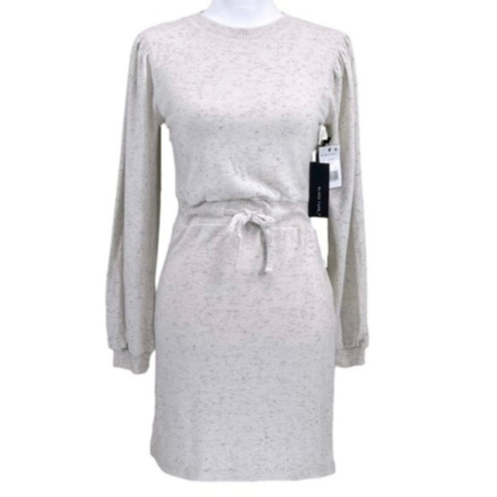 Black Tape Womens Sweatshirt Mini Dress XS BodCon Drawstring Waist Oatmeal
